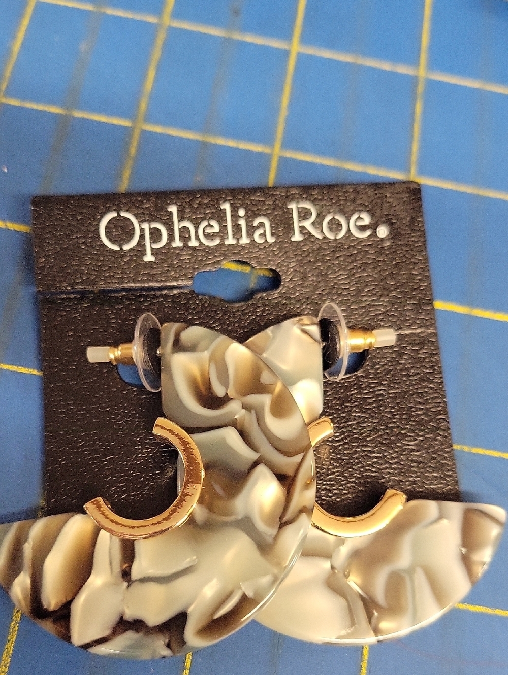 Ophelia Roe Marbled Hoop Drop 2" Earrings NWT